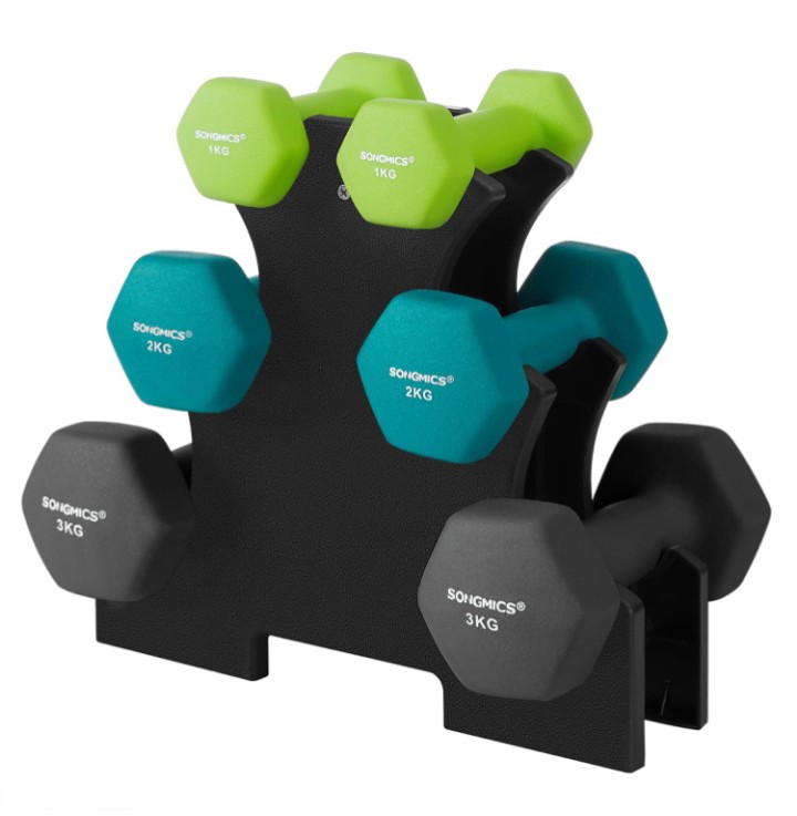 Juego de mancuernas hexagonales con soporte de almacenamiento Ergon&oacute;mico image number null
