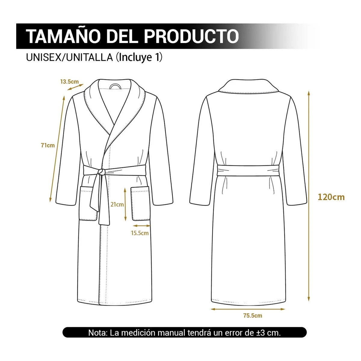 Toalla De Bata De Ba&ntilde;o Unisex S&uacute;per Absorbente Unitalla Gris oscuro image number null