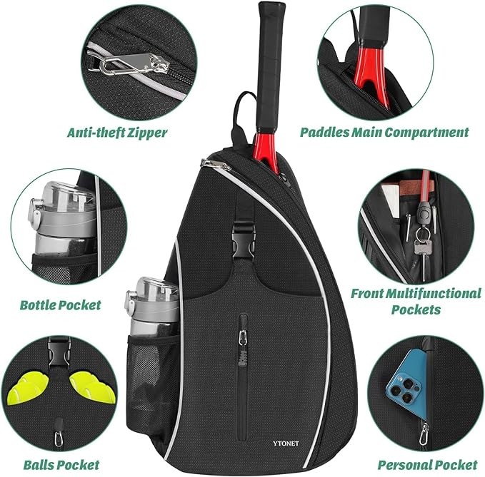 A Ytonet Bolsa de Tenis, Mochila Padel Resistente al Agua Raquetero, Cruzada Mochila Tennis Bag para Hombres y Mujeres, para Raquetas B&aacute;dminton, Squash, Pickleball, Pelotas y Otros Accesorios Deportivos. image number null