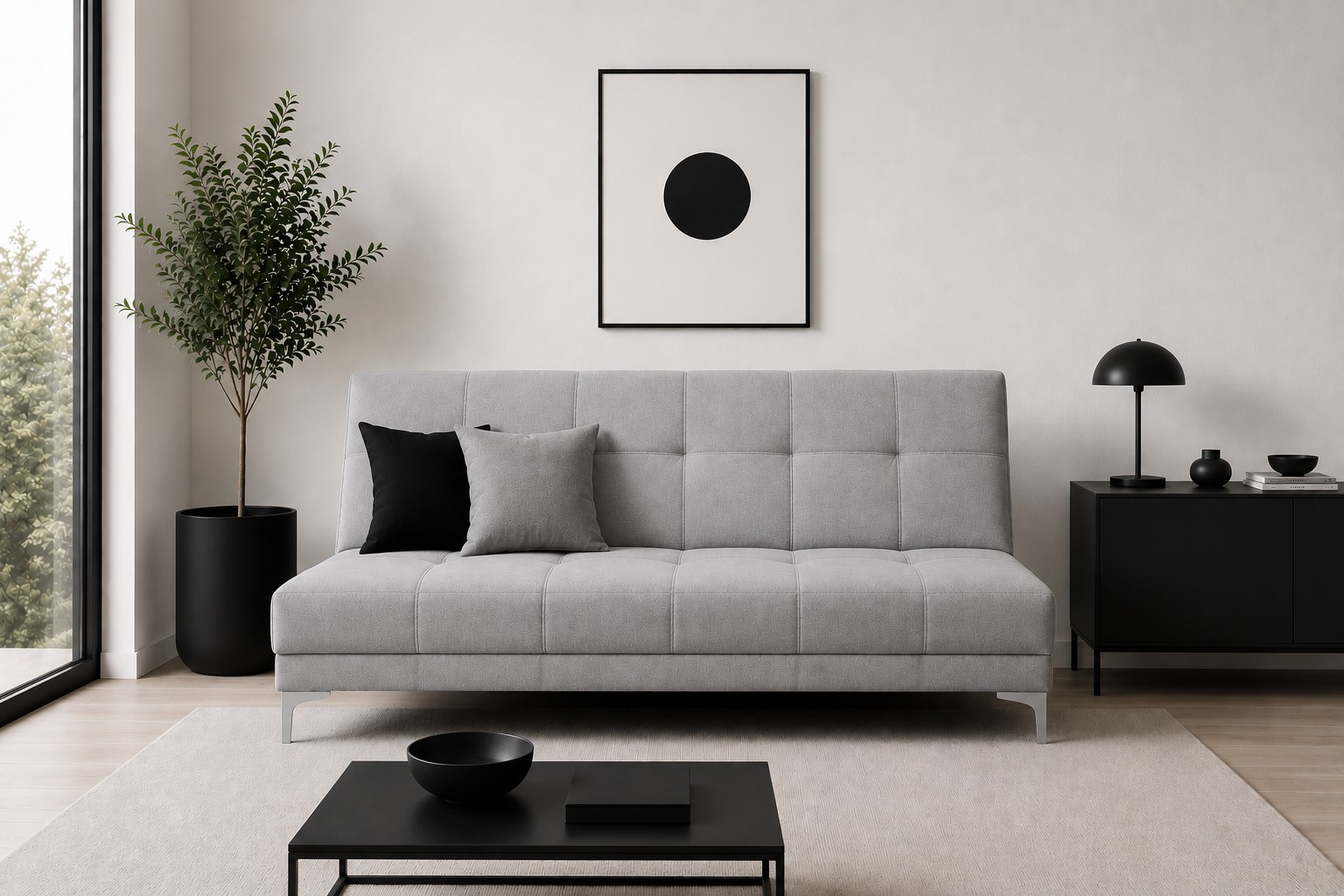 Sofa Cama El Bazar Store Karla color Gris Plata Futon 3 posiciones Matrimonial image number null