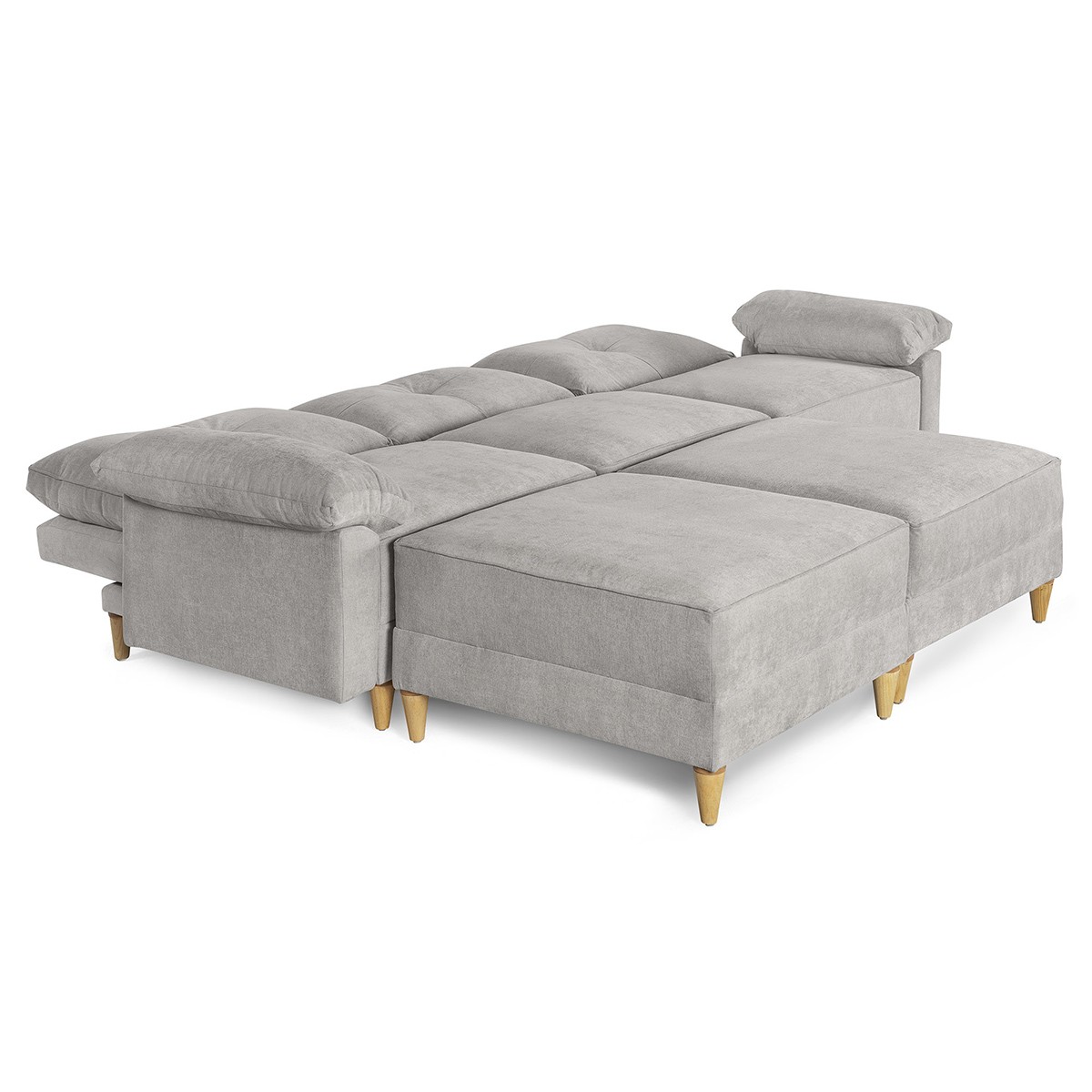 Sala de 5 mod&uacute;los Makora Maristella con Memory Foam, Color Gris Claro Chenille, Respaldo Reclinable de 3 Posiciones image number null