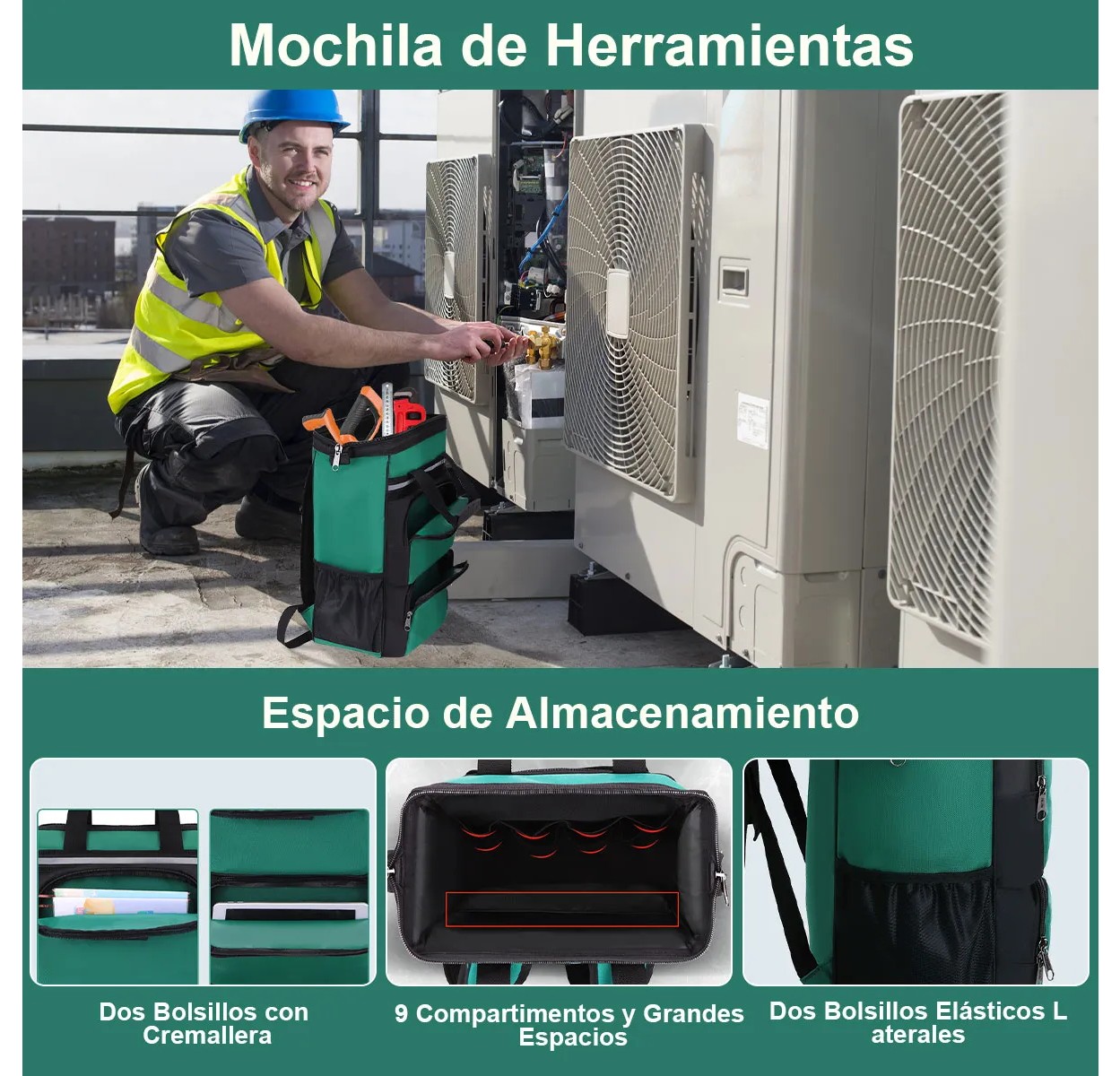 Bolsa De Herramienta Mochila Maleta Organizador Electricista con Base Impermeable image number null