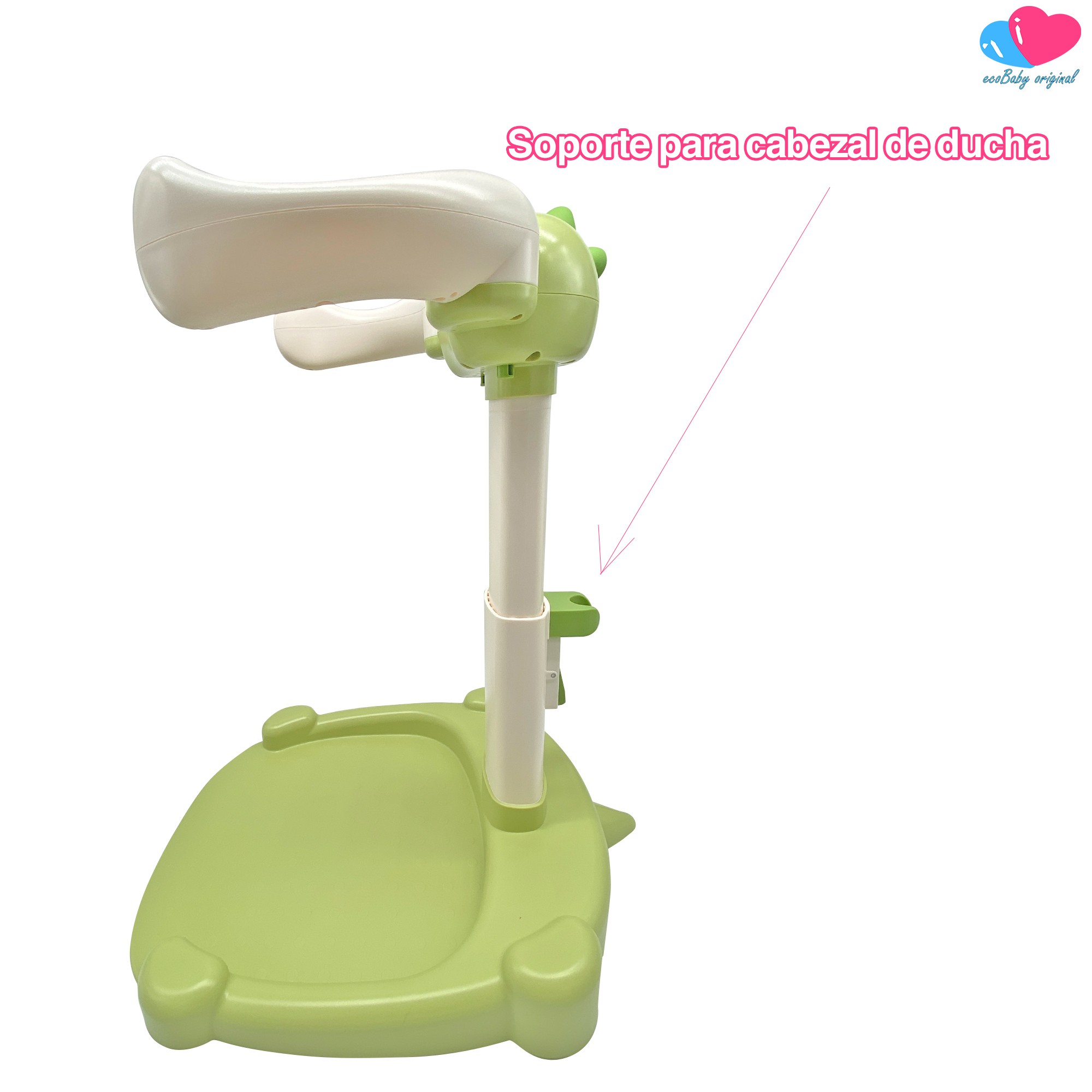 Soporte De Ba&ntilde;o Para Bebe Ecobaby Orginal Con Altura Ajustable Dinosaurio Verde image number null