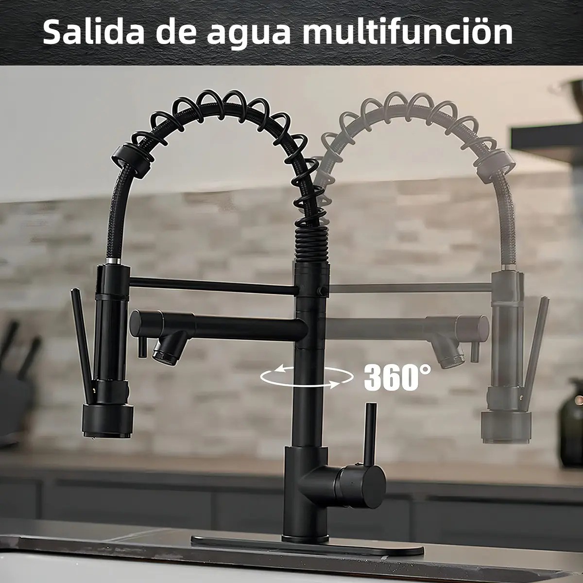 "Grifo Monomando Fregadero Llave Mezcladora Tarja Cocina negro " image number null