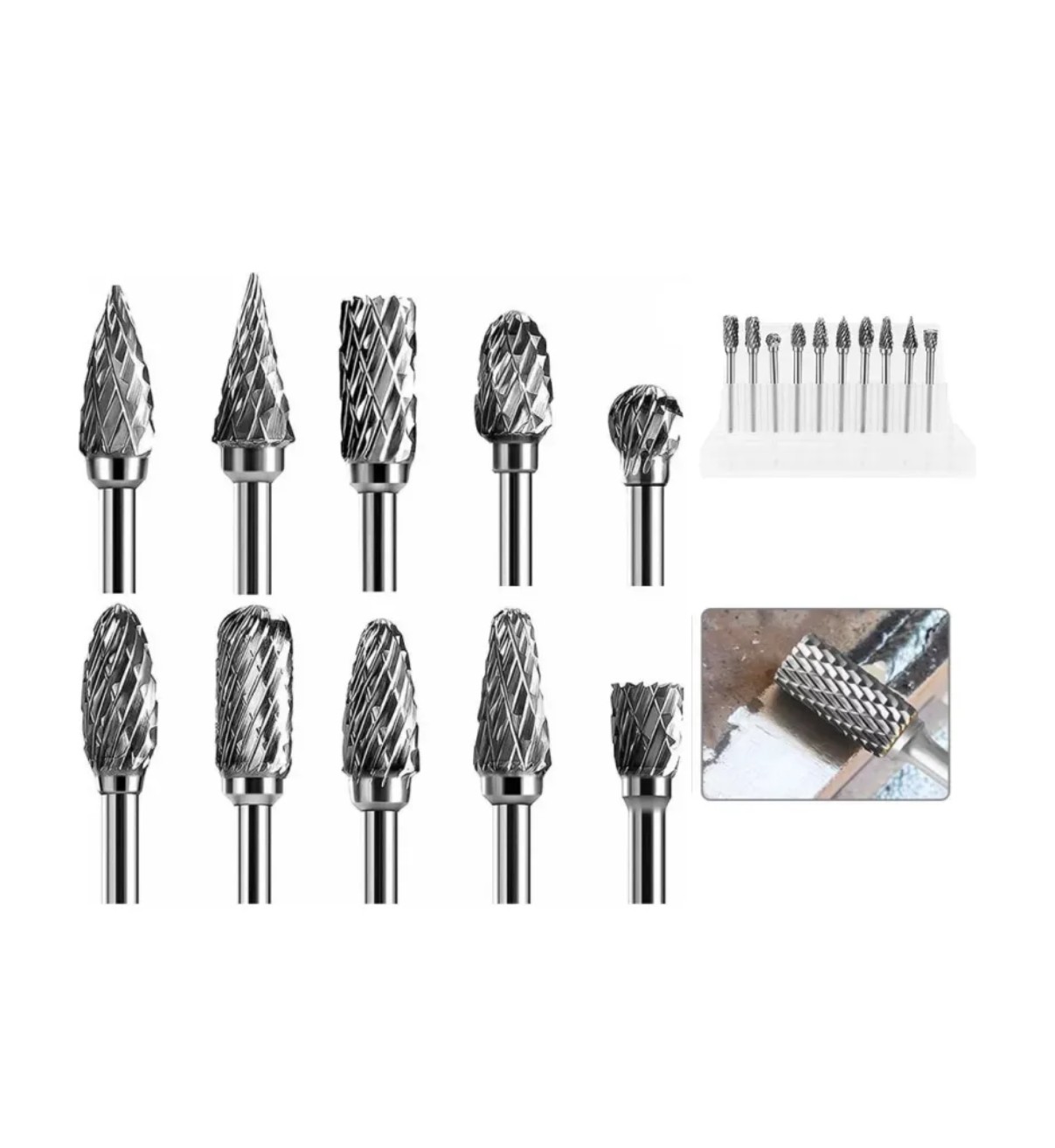 10pzs Kit Fresas Grabado Y Desbaste Malubero Para Madera Carburo image number null