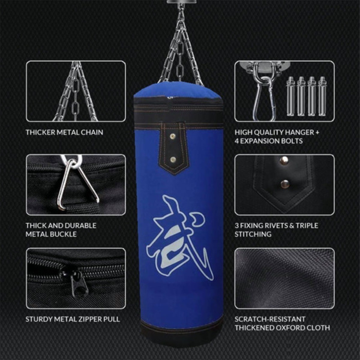 Saco De Boxeo Profesional De Gran Capacidad De 120 Cm, Azul image number null