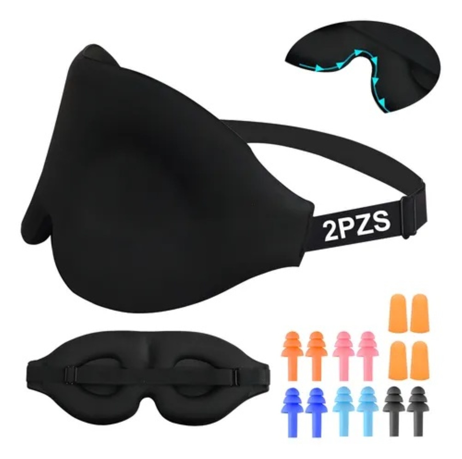 Kit de antifaz y tapones para oido para conciliar sue&ntilde;o image number null