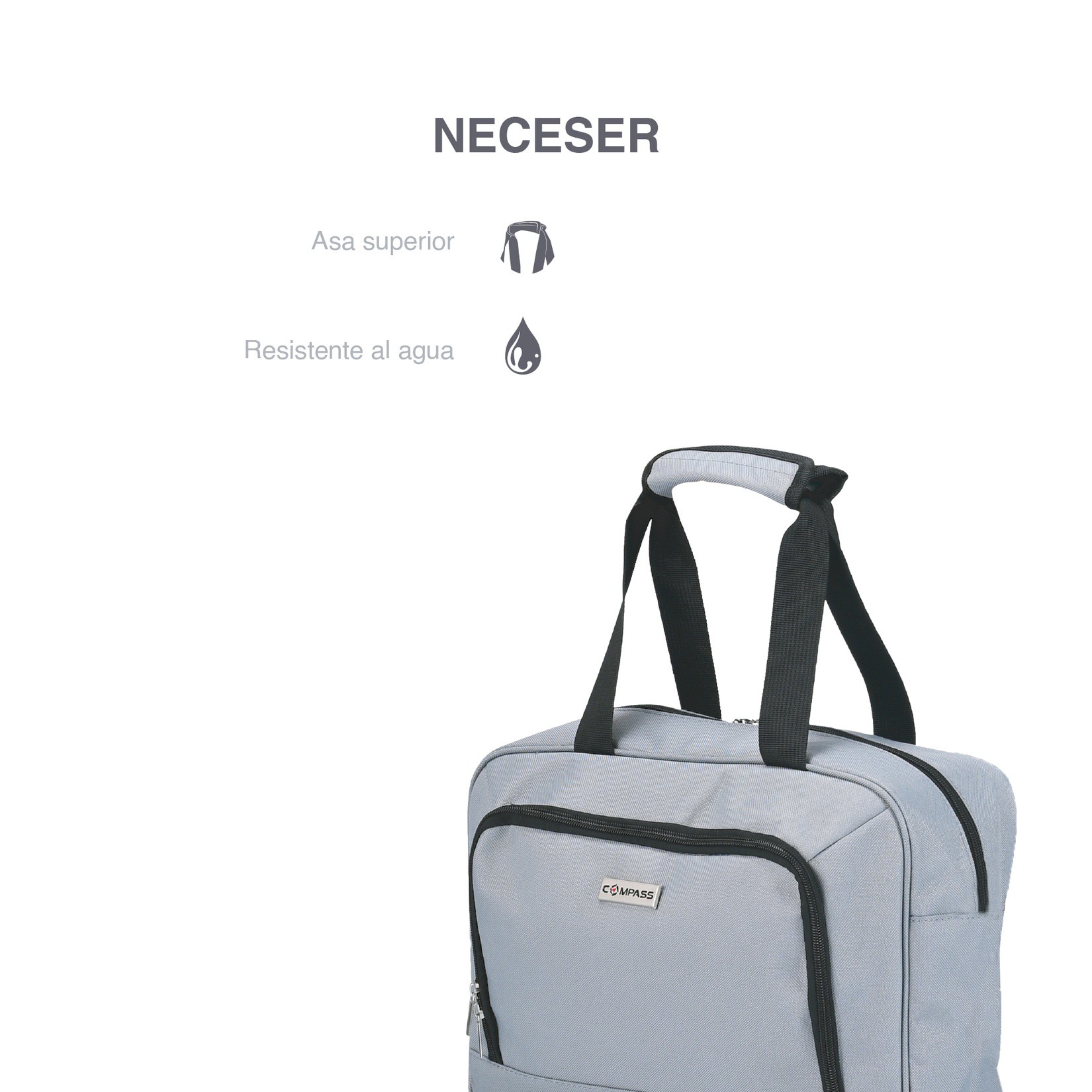 Maleta Compass Chicago 20" Carry On con Neceser Plateada, Expandible y Ruedas 360&deg; image number null
