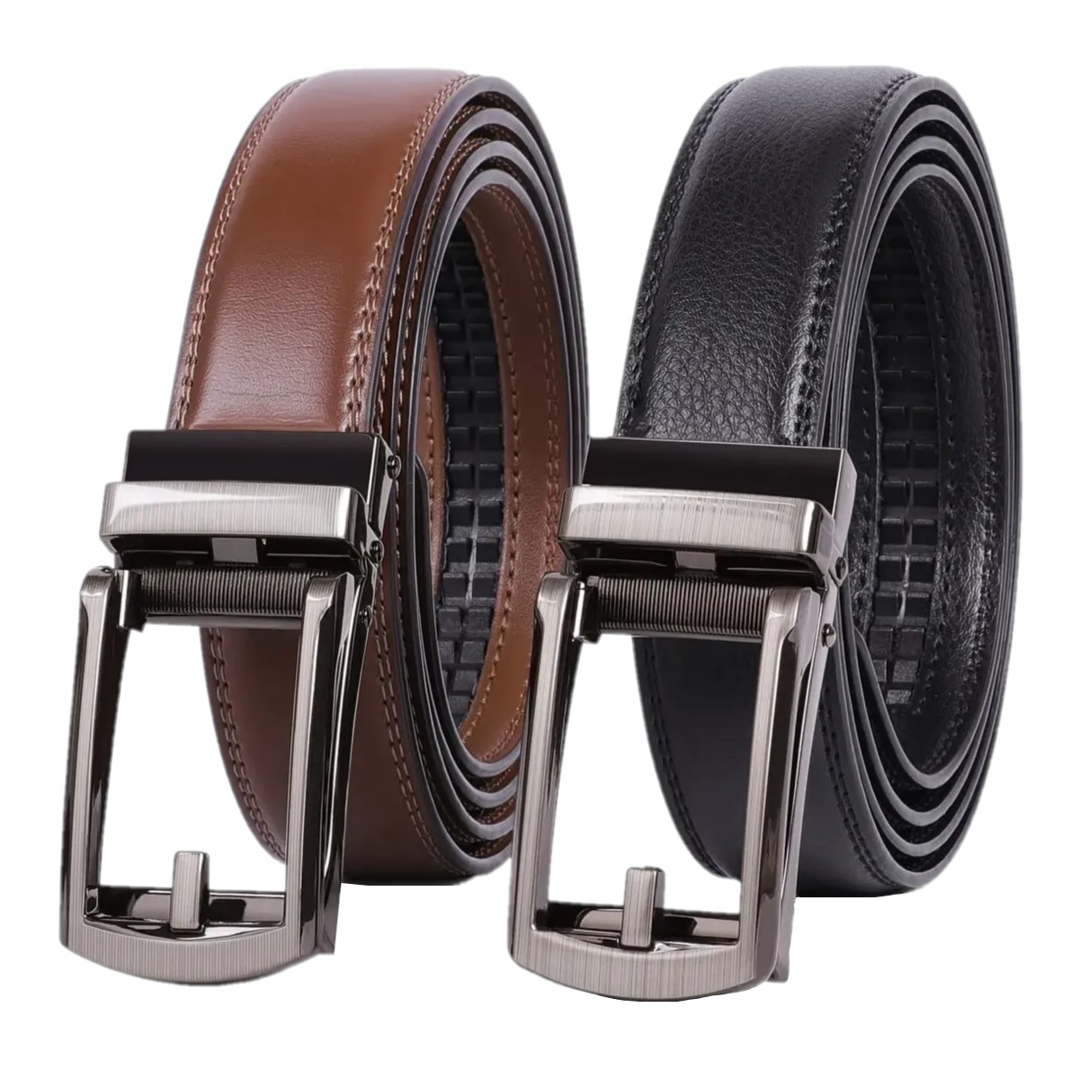 Cinturones Hombre 130 Cm Piel Automatico Color: Negro Marron - C 2 Piezas image number null