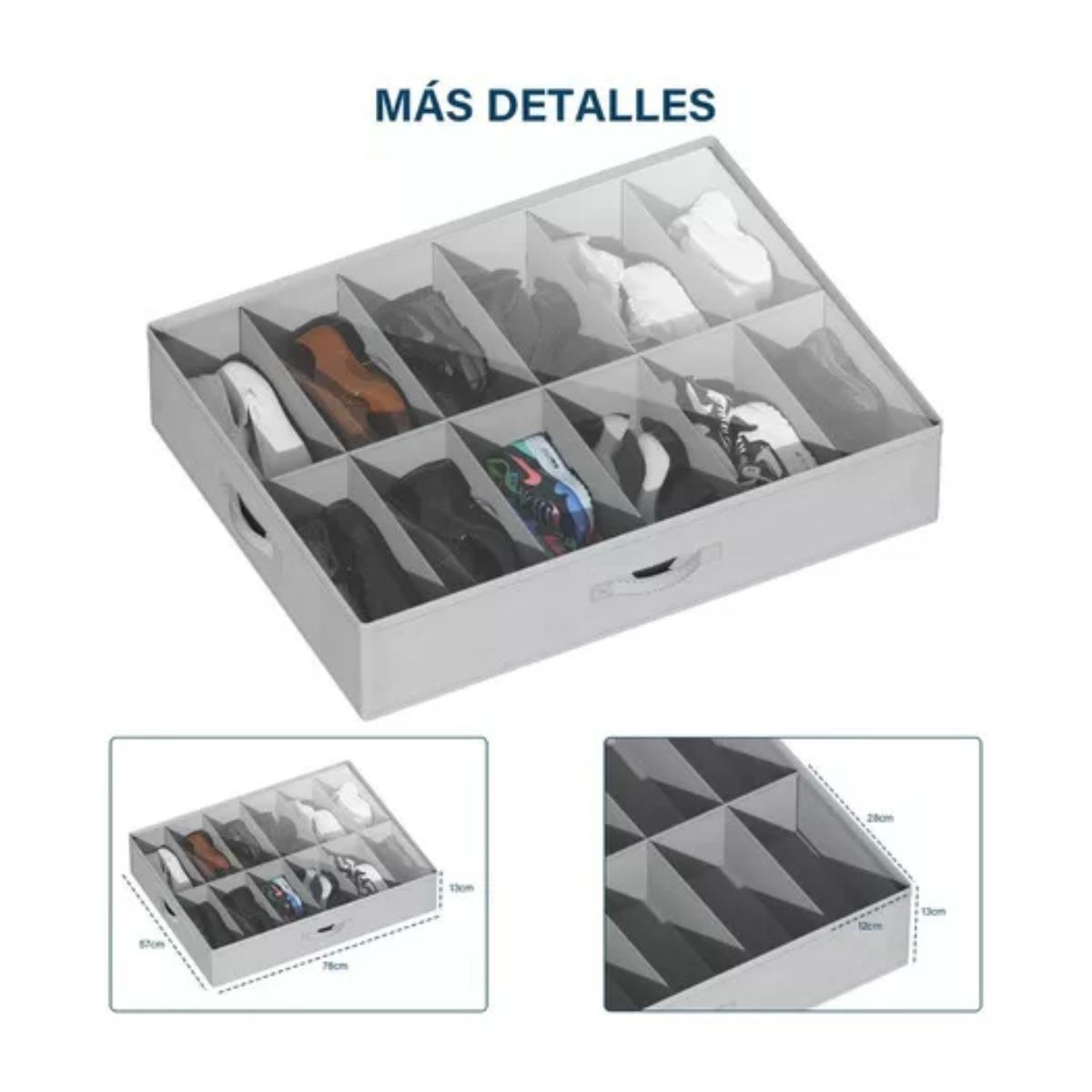 Zapatera Plegable Bajo Cama Para 12 Pares Guardar Espacio Gris image number null