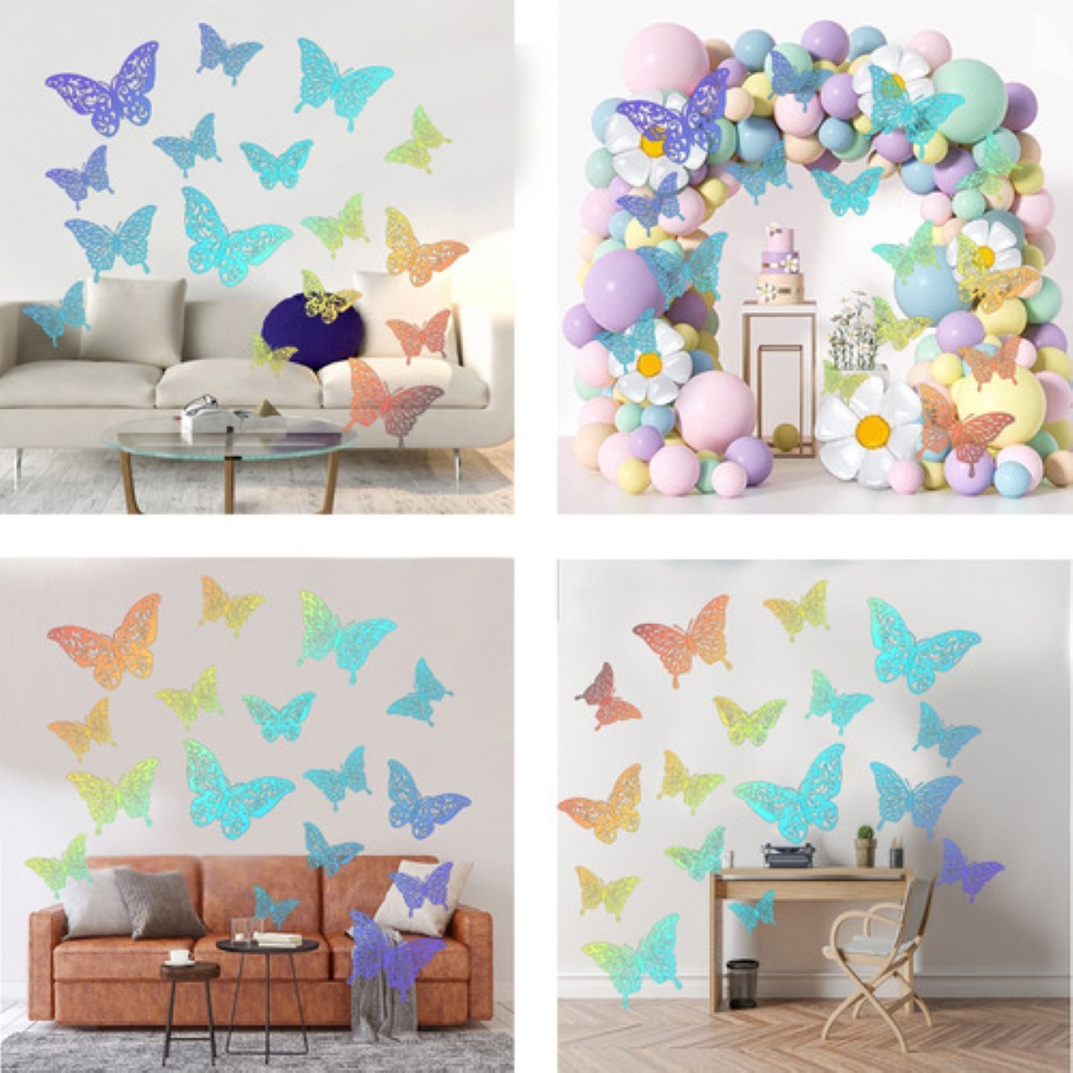 "72pcs Mariposas Decorativas, 3d Pared Laser De Color BLANCO ". image number null