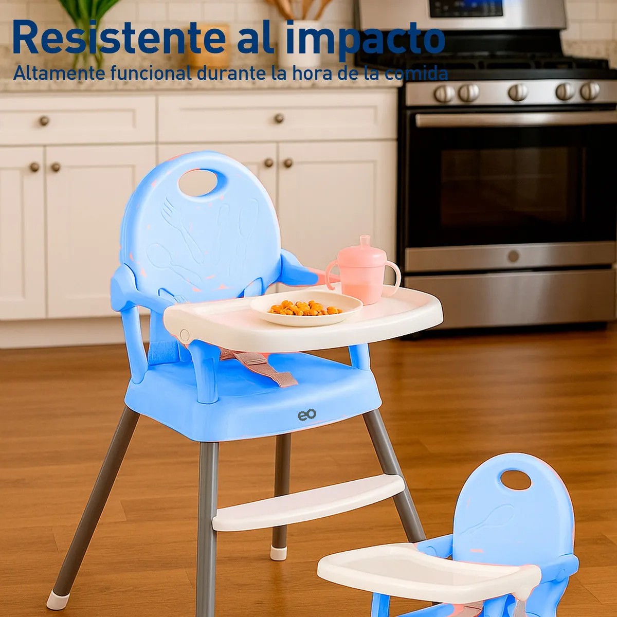 Silla Periquera Para Bebe Alta Plegable Portatil 3 En 1 Color Azul image number null