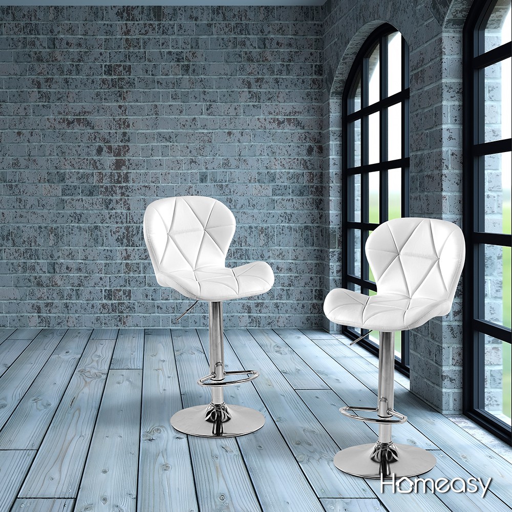 SET DE 2 BANCOS PARA BARRA CON RESPALDO ALTO COLOR BLANCO image number null