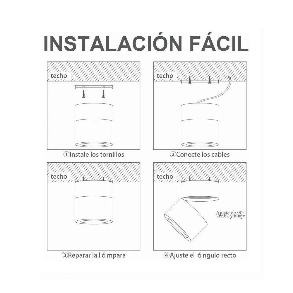 L&aacute;mparas De Techo Foco Led Luz Sobreponer Blanca 15w 4pcs blancas luz calida image number null