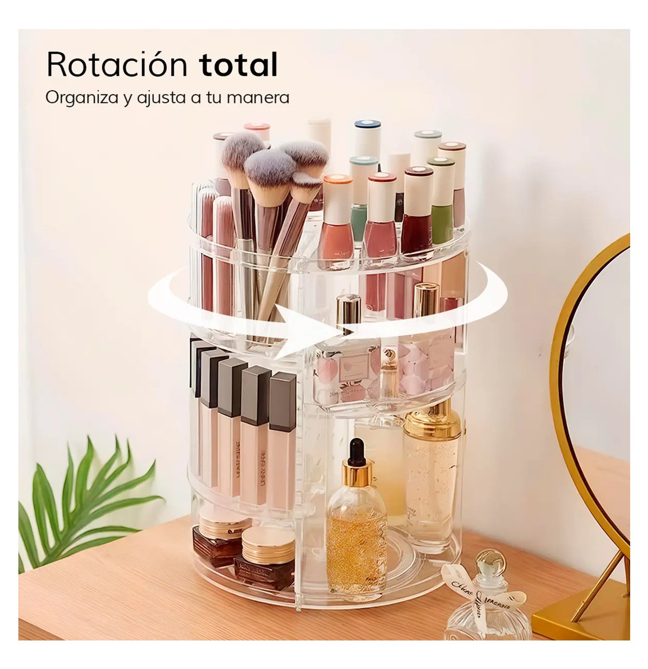 Organizador Para Cosm&eacute;ticos Acr&iacute;lico Multinivel Giratorio TRANSPARENTE image number null