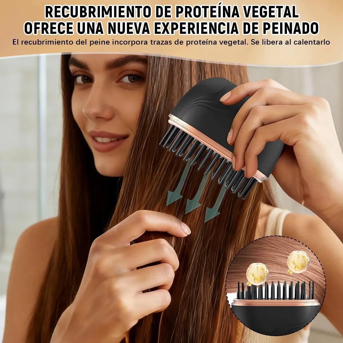 Peine Alisador Inal&aacute;mbrico Port&aacute;til 160 A 230 &deg;c Negro image number null
