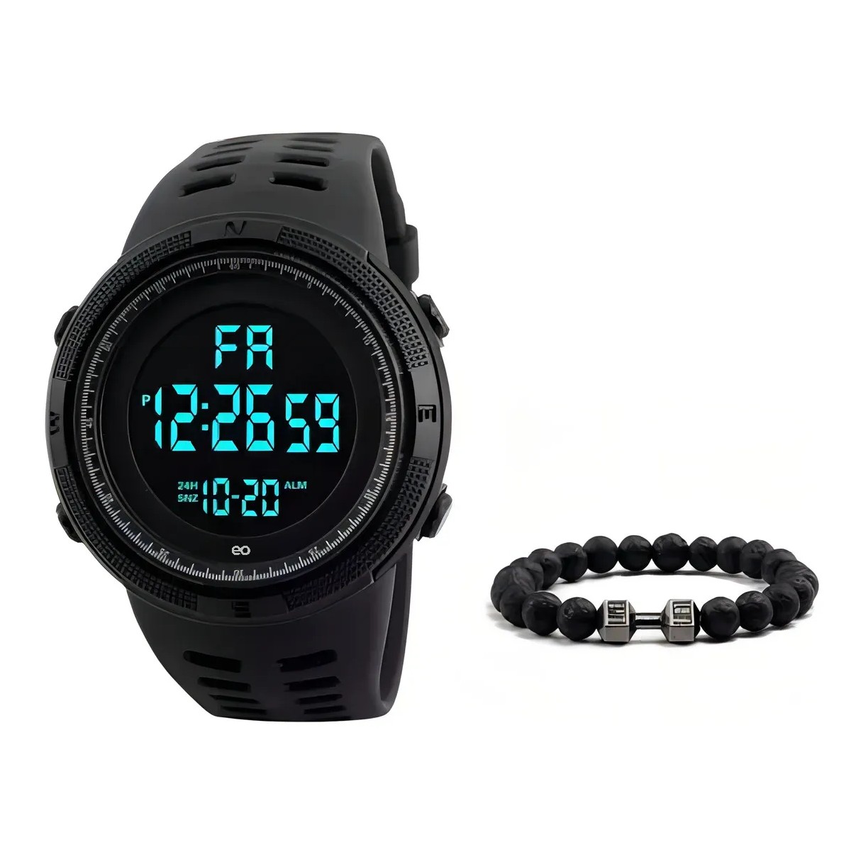 Reloj Digital Deportivo Resistente al Agua Negro con Cron&oacute;metro y Alarma image number null