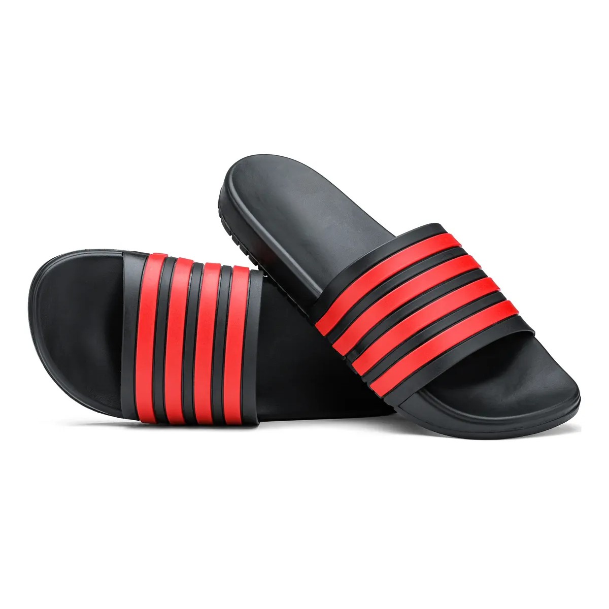 Sandalias Chanclas Suela Gruesa C&oacute;modas Color Negro Con Rojo Talla 25 image number null