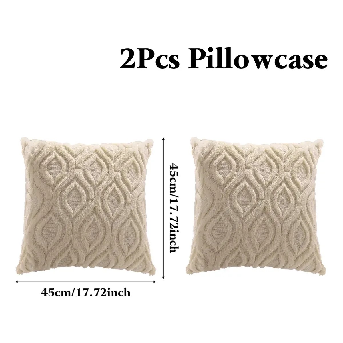 Fundas Para Cojines Decorativos 45x45cm Suave Terciopelo 2 Piezas Beige image number null