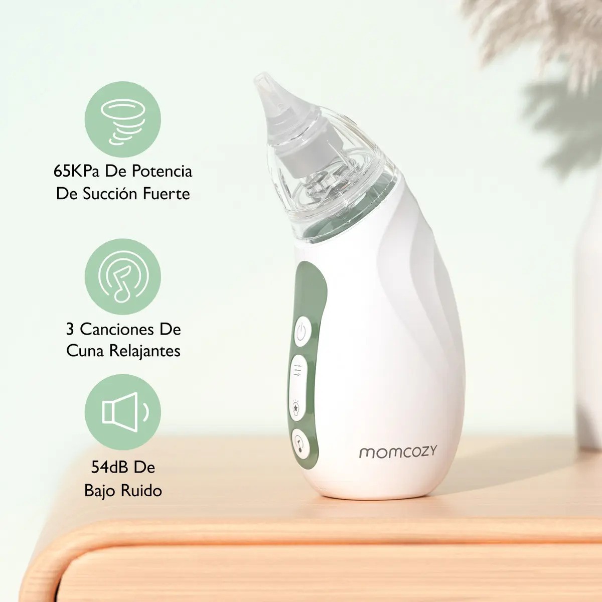 Aspirador Nasal El&eacute;ctrico Para Beb&eacute;s Port&aacute;til Verde con Blanco image number null