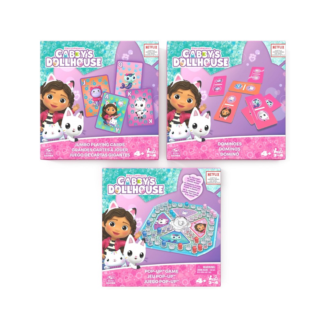 Gabby's Dollhouse Set de Juegos de Mesa - Cartas Jumbo, Domin&oacute; y Pop-Up image number null