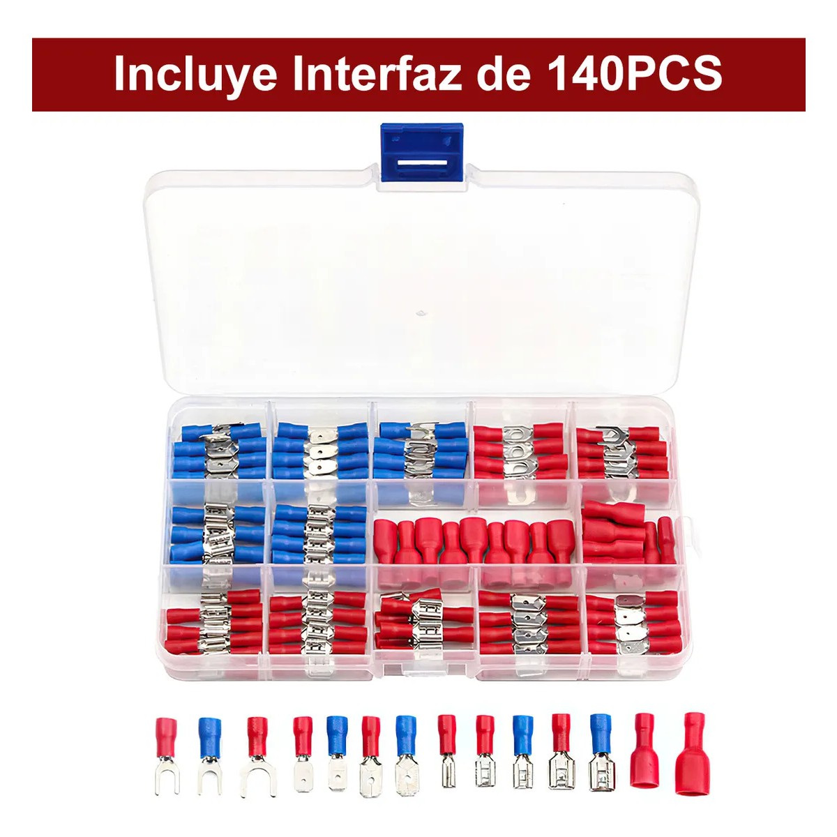 Pinza pelacables cable con 140 piezas de terminales aisladas y mu&ntilde;equeras image number null