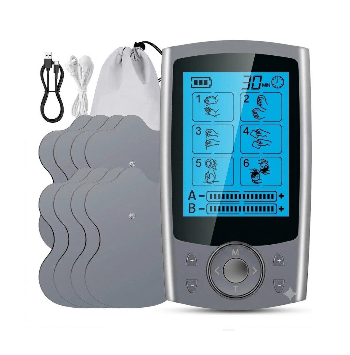 Electroestimulador Muscular Recargable 24 Modos PLATEADO image number null
