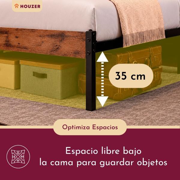 Base Cama Individual Reforzada 300kg Moderna Luz Led Usb C Negro Houzer image number null