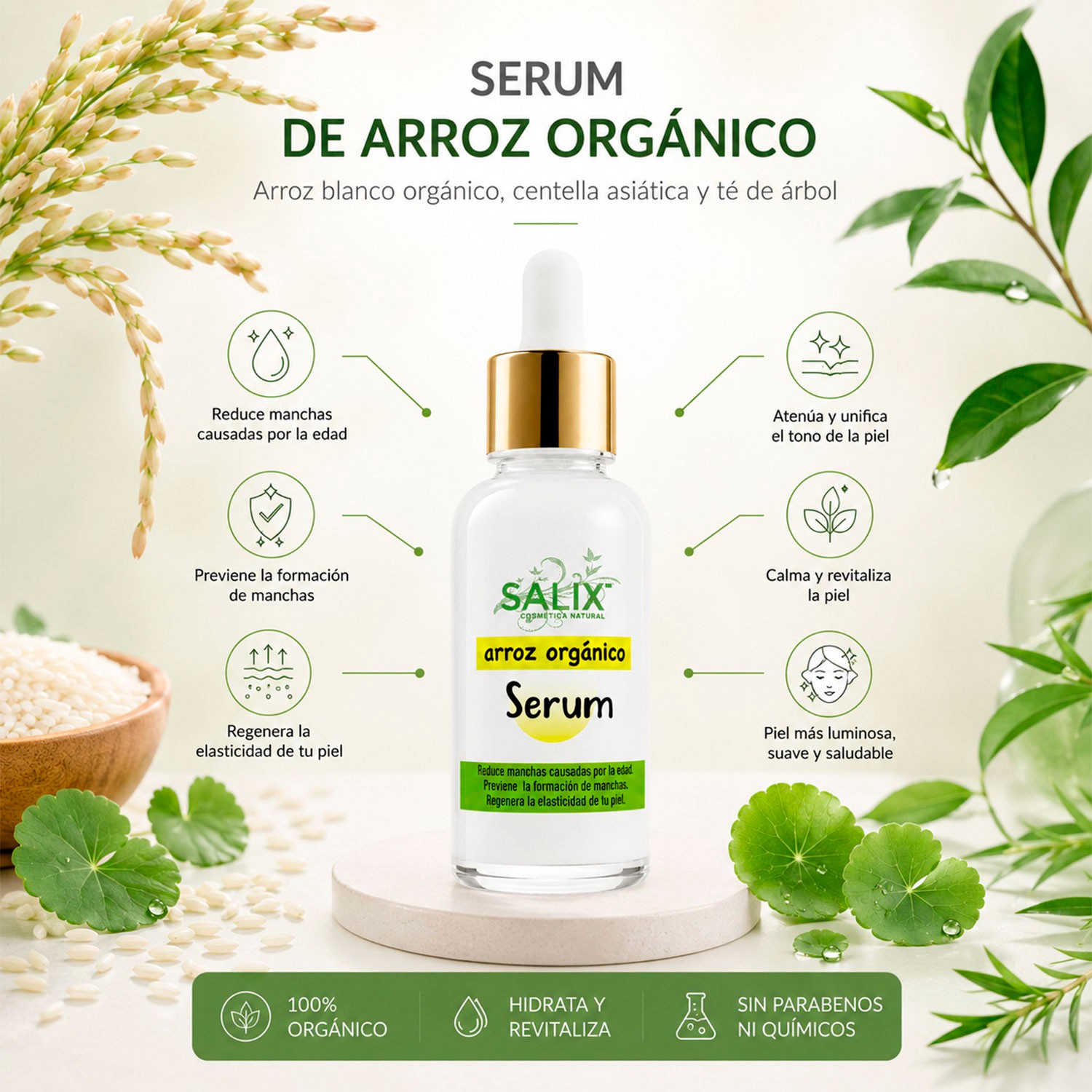 Salix Kit Arroz Facial Skincare Aclarante con Crema Serum y Fijador image number null