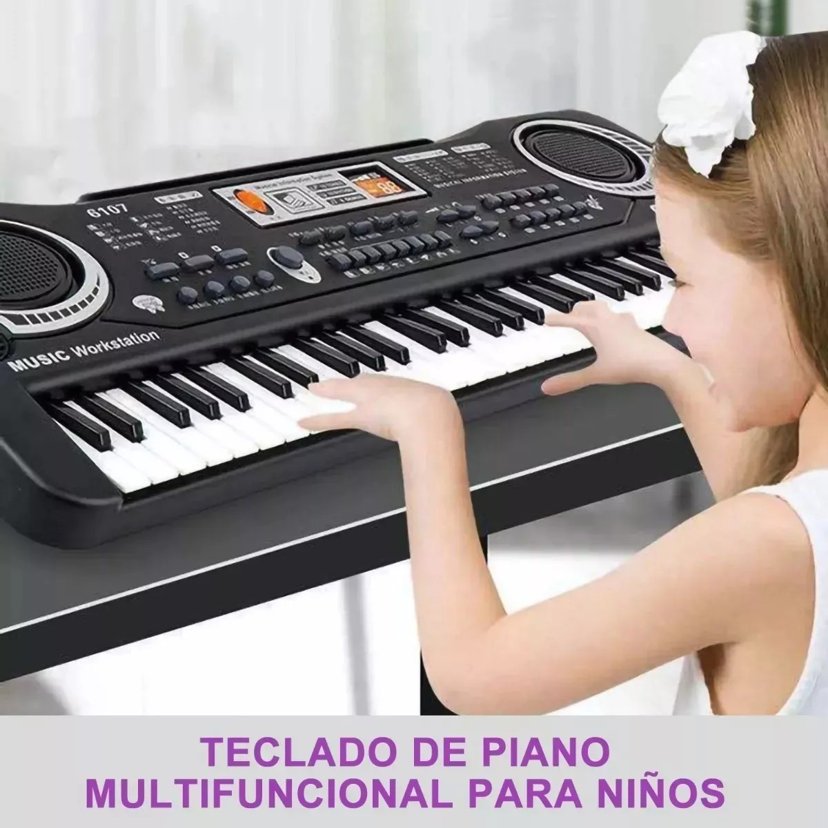 61 Teclado Piano Digital 61 Teclados Piano Para Ni&ntilde;os Con Micr&oacute;fono,teclados Musicales Para Ni&ntilde;as Ni&ntilde;os,color negro image number null
