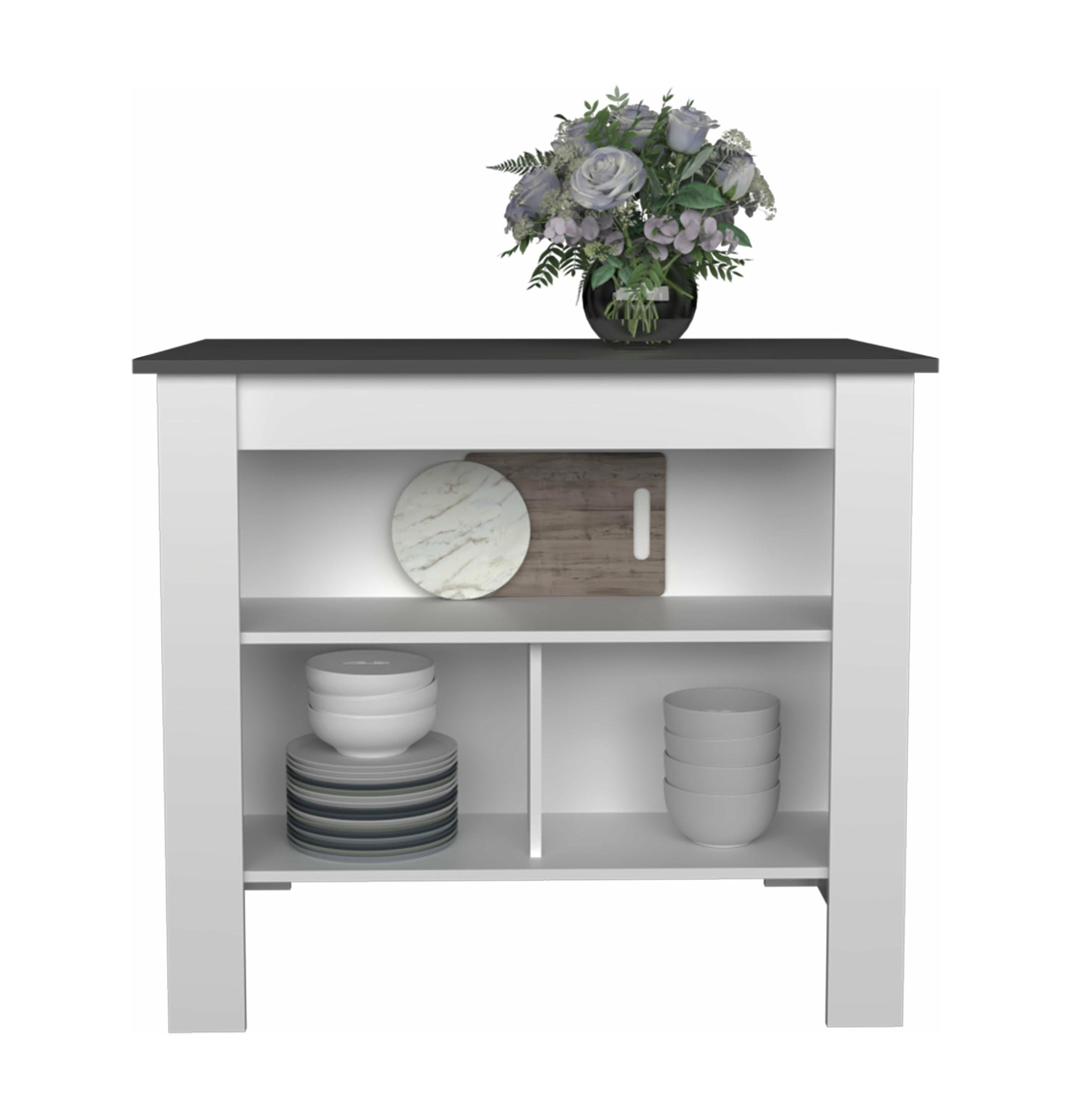 Isla de Cocina con 3 Estantes Blanca con Oxford image number null