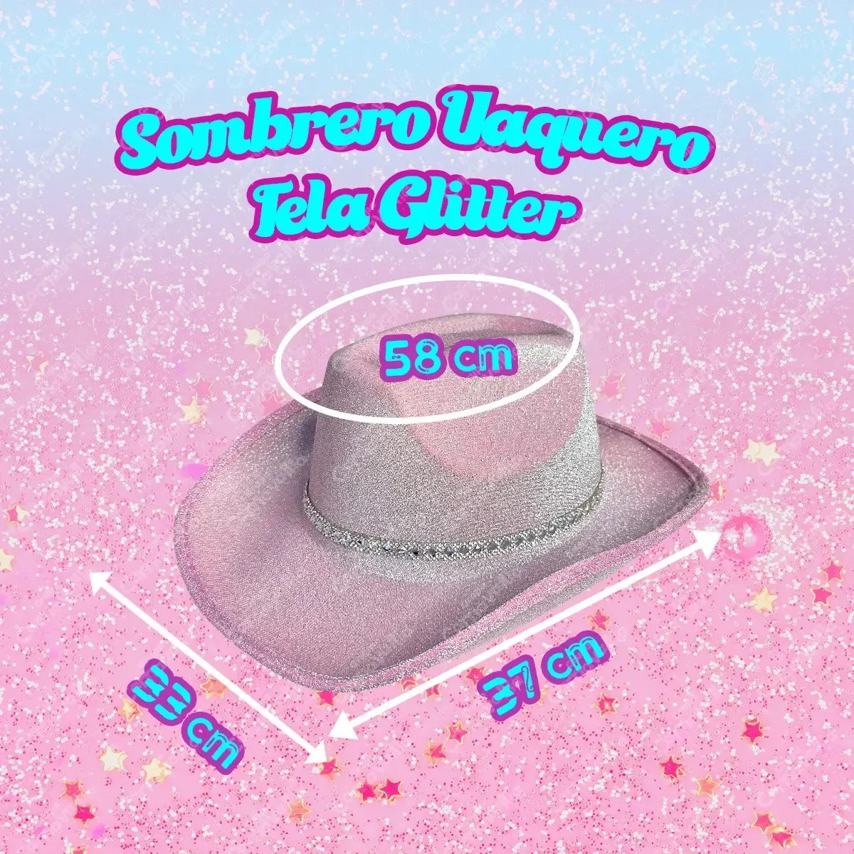 Sombrero Vaquero Glitter Rosa Unitalla image number null