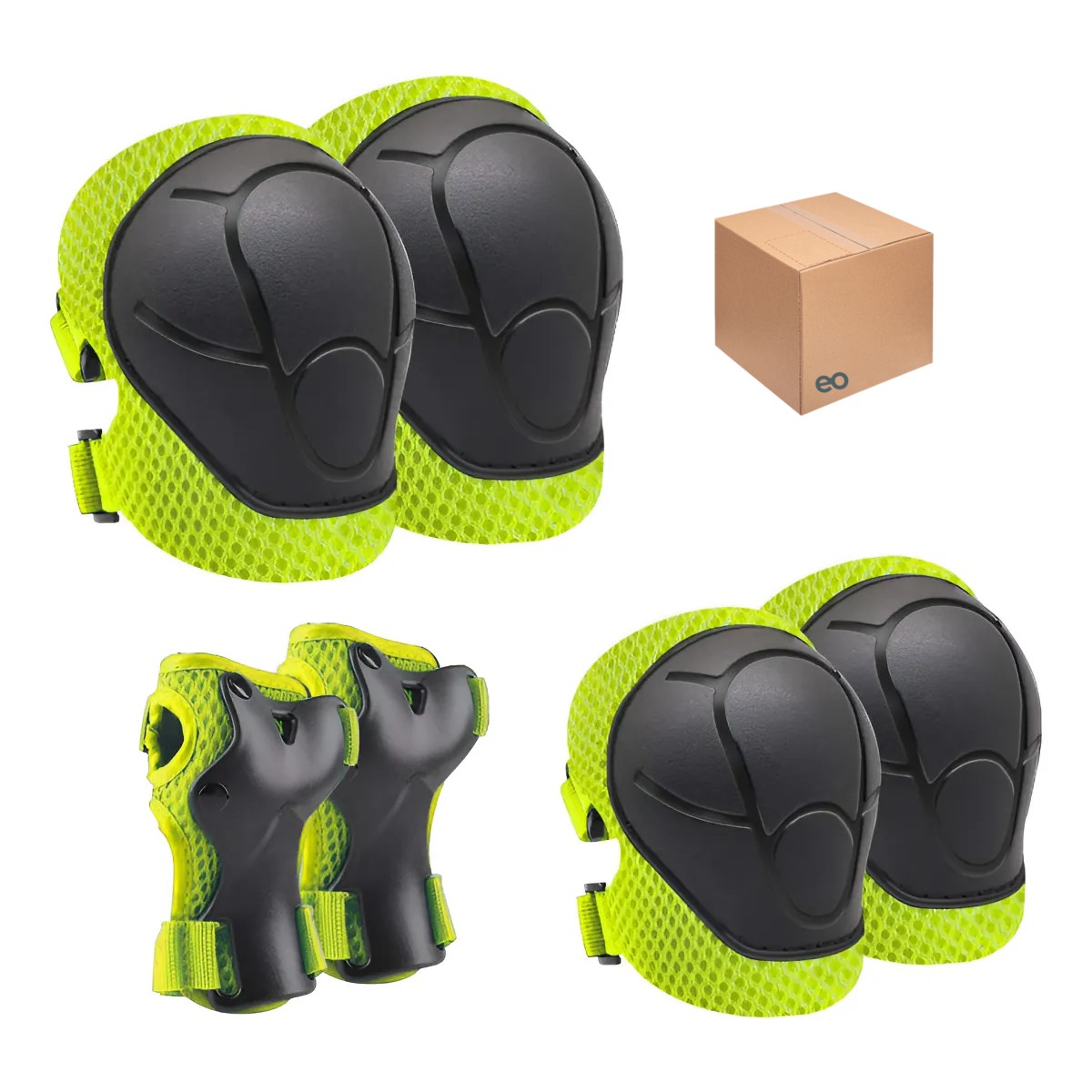 Kit 6pcs Rodilleras Coderas Y Mu&ntilde;equeras Protecci&oacute;n Para Ni&ntilde;os Verde image number null