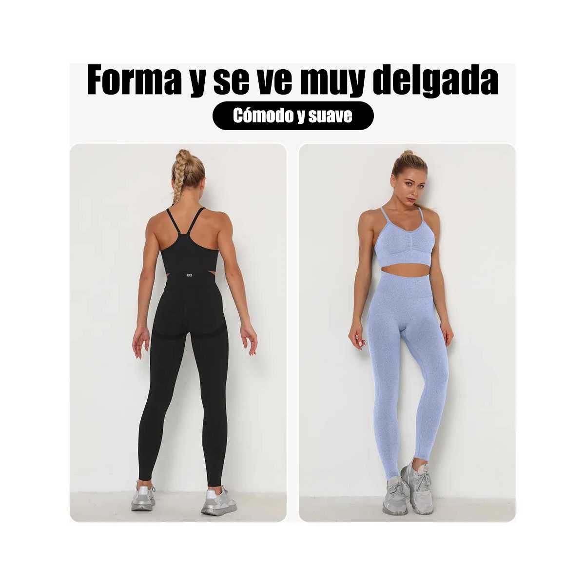 2pzs Leggins Deportivos Anticelulitis Negro y Azul Talla S image number null