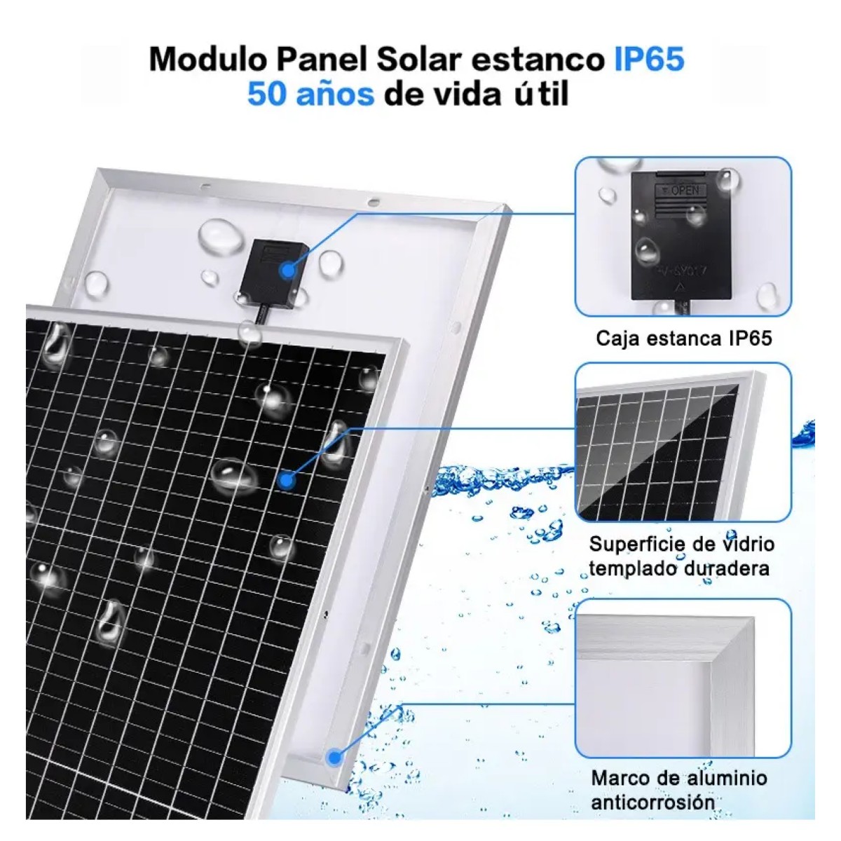 Panel Solar Monocristalino Con Controlador 50w 12v image number null