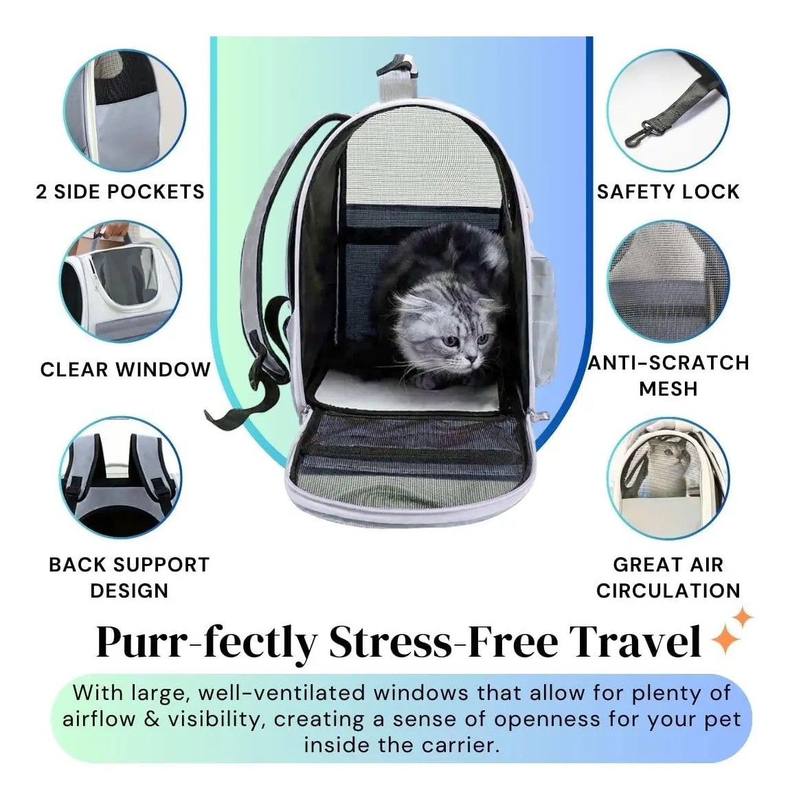 Mochila Back Pack Transportadora Gato Perro Mascota Peque&ntilde;a VIOLETA image number null