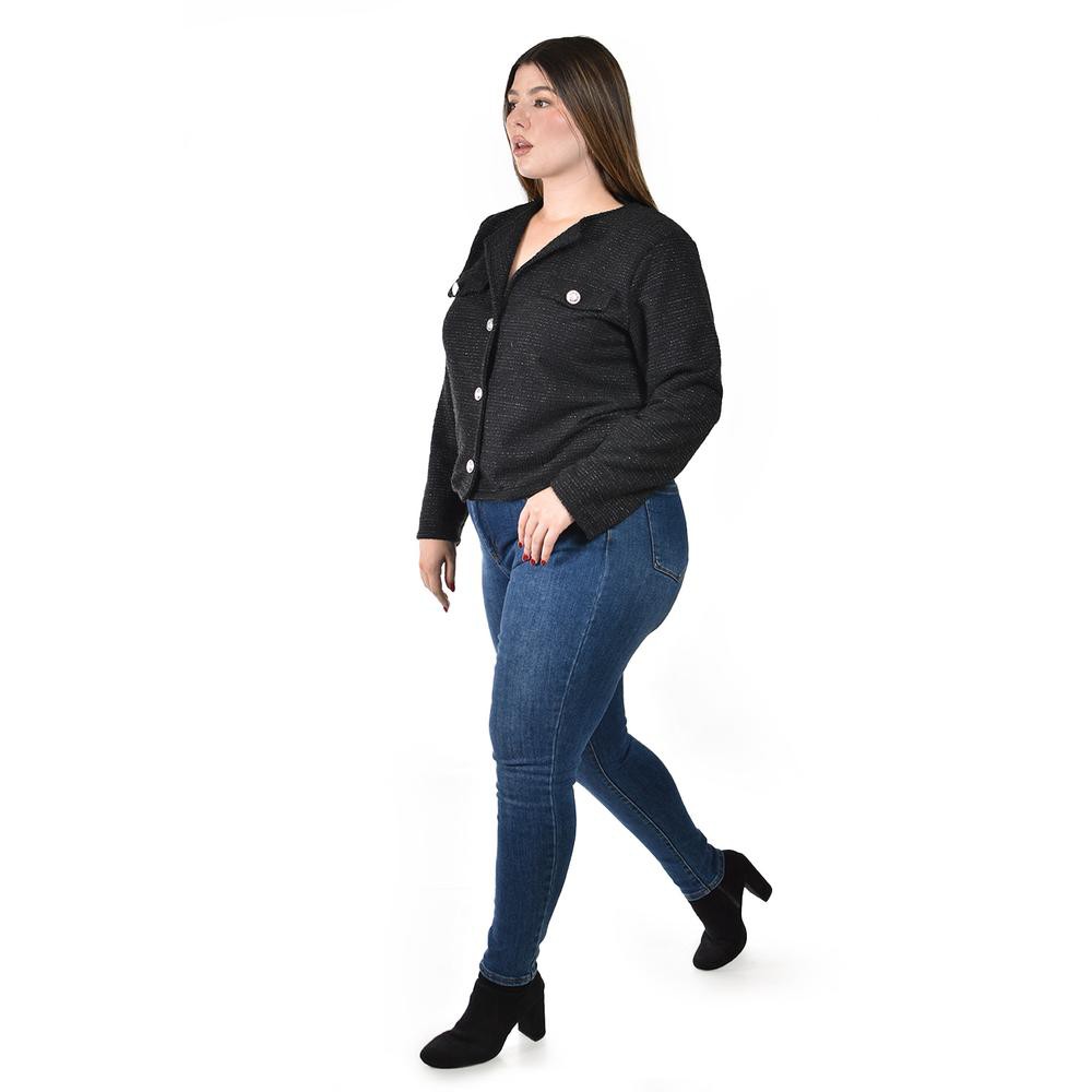 Blazer con textura tweed Roman Fashion /Tallas Extras, 8067 (Negro) image number null
