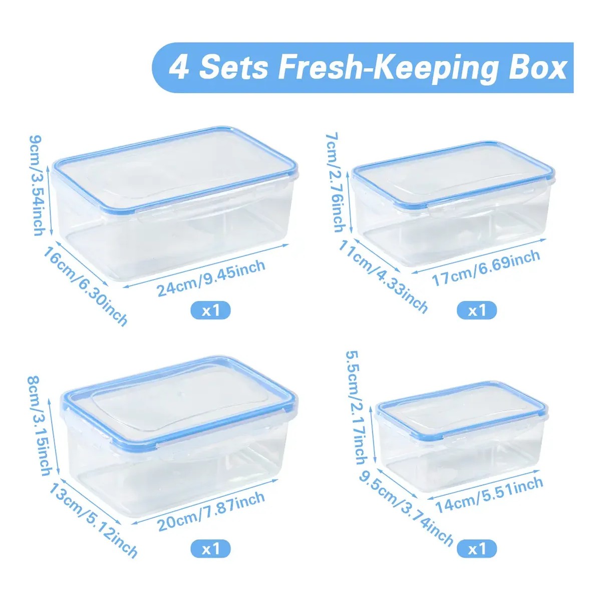 Set 4 Contenedores Recipiente Topper Alimento Comida Cocina image number null