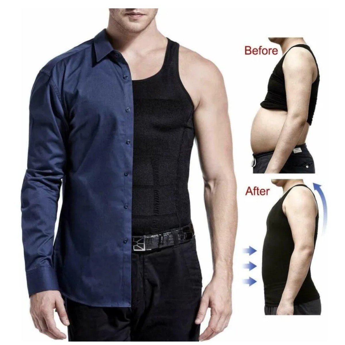 Camisetas Moldeador 5 Pzs Para Hombre Shirts De Compresi&oacute;n Negro Talla: M image number null