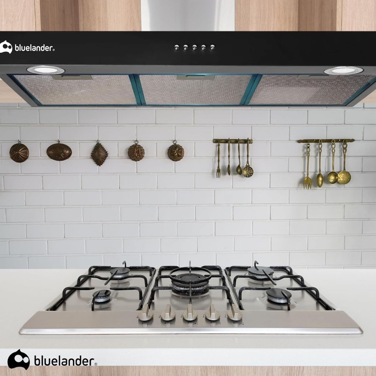 Campana Extractora de 90 cm para Cocina con Salida de Aire y Filtro de Carb&oacute;n Activado Bluelander image number null