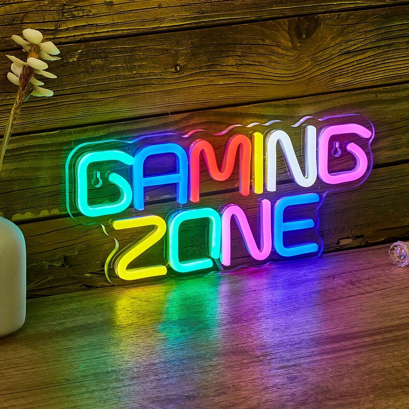 Letrero Led Ne&oacute;n Gaming Zone, Decoraci&oacute;n de Pared, Letreros de Luces de Ne&oacute;n USB para Sala de Juegos, Dormitorio Gamer image number null