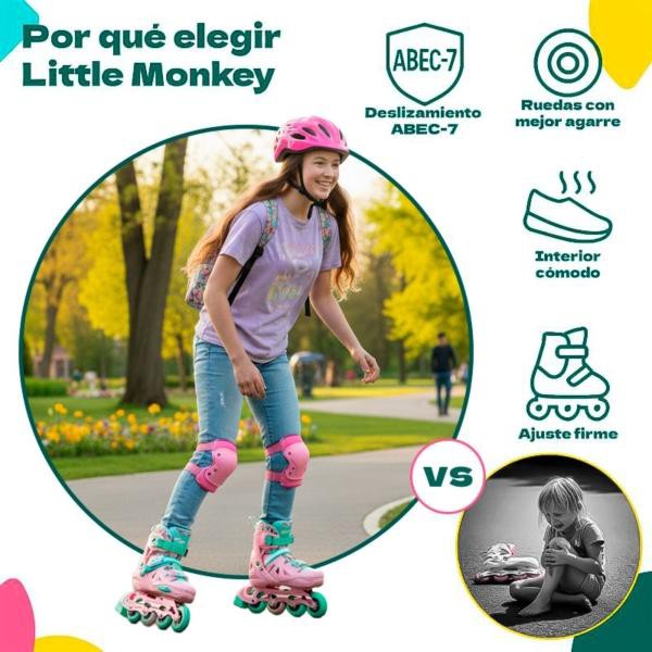 Patines Linea 4 Ruedas Soporte Aluminio Abec 9 Adultos Ni&ntilde;os Little Monkey image number null