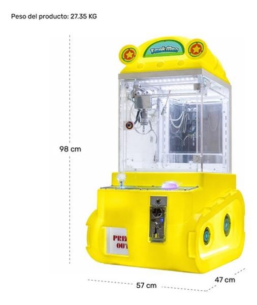 Maquina Garra Peluches Mini Doll Caza Luz Led Sonido Audiotek Amarillo image number null