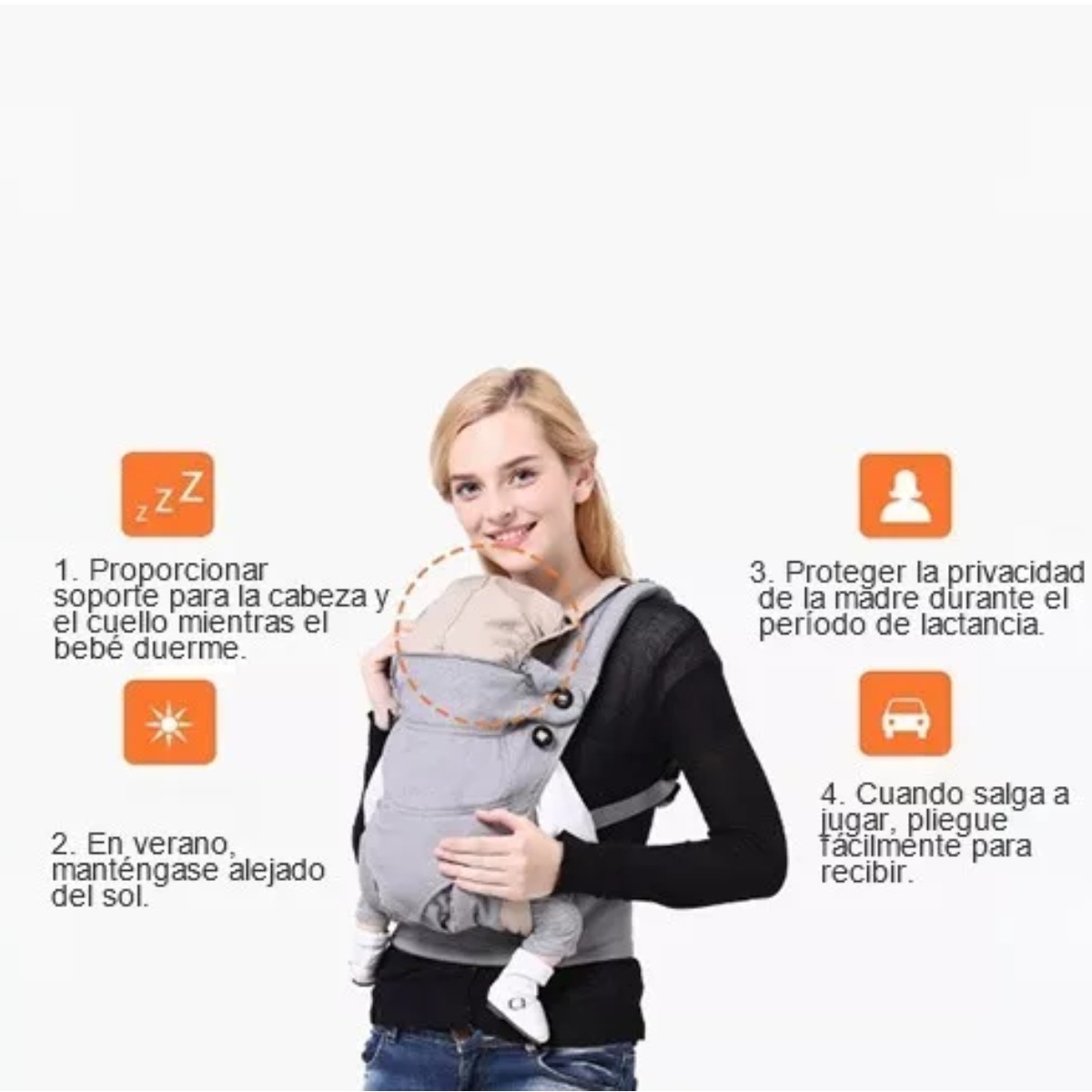 Mochila Cangurera Para Beb&eacute; Ergon&oacute;mica Asiento De 3-48 Meses Azul marino image number null