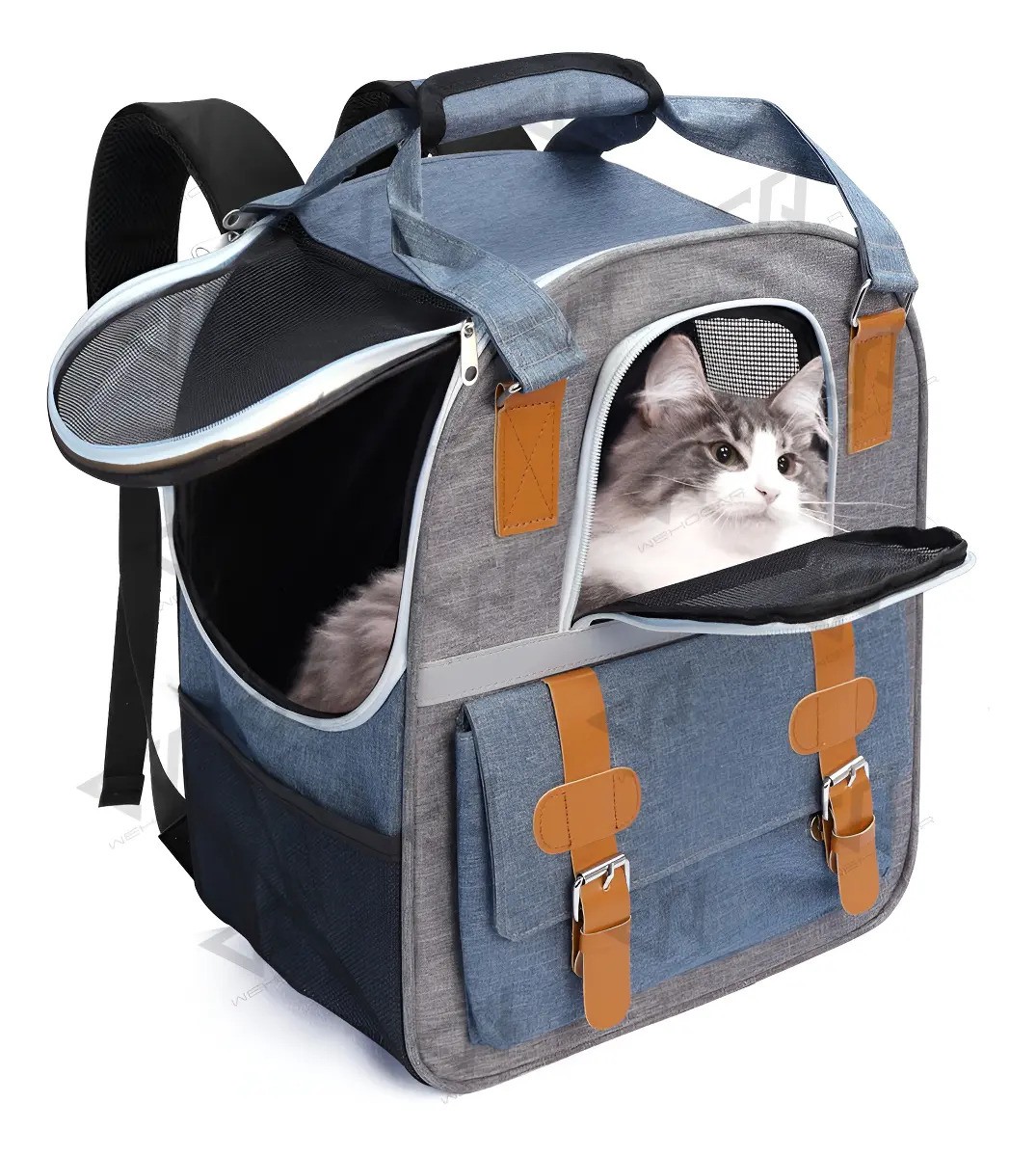 Transportadora Mochila Para Perro AZUL GRIS image number null