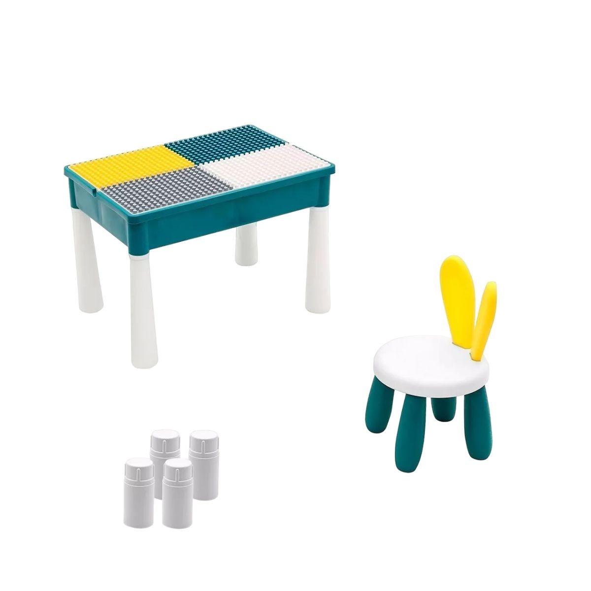 Juego Para Ni&ntilde;os Silla Y Mesa Didactica Con Bloques Juguete Azul image number null