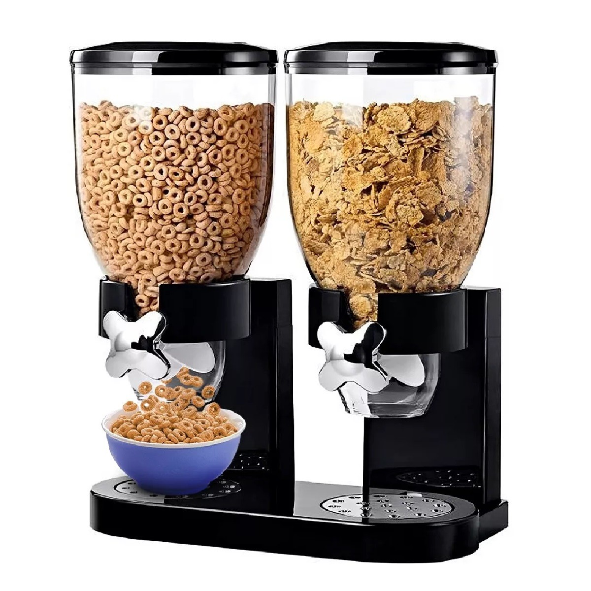 Dispensador De Cereal Despachador Doble Alimentos Y Semillas Color Negro image number null