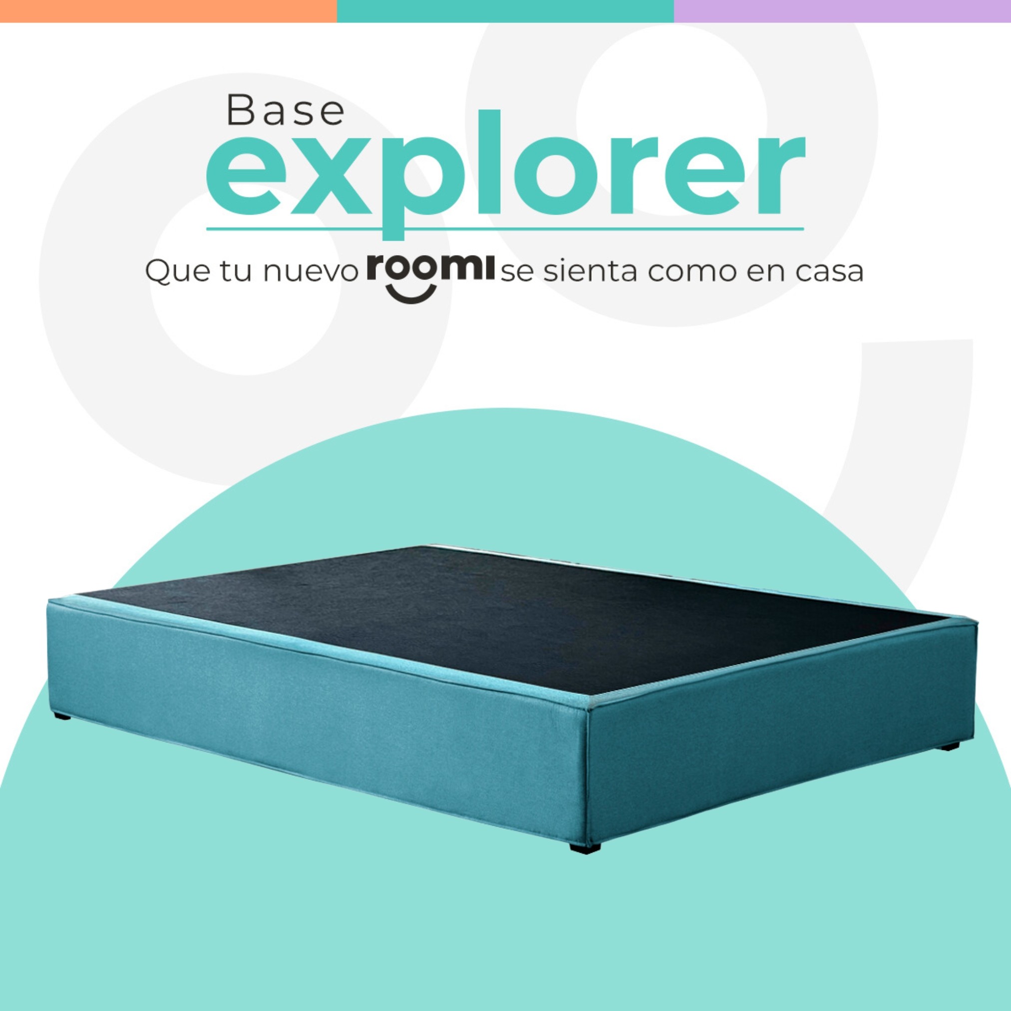 Base Queen Size Para Colch&oacute;n Roomi Explorer Box Tapizado Azul image number null