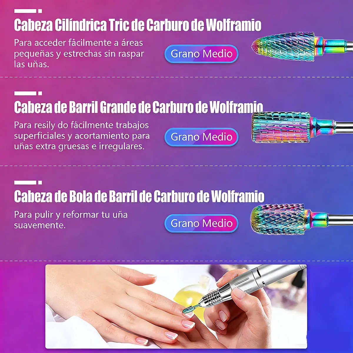 30pz Puntas Para Pulidores Drill Limpiador Cut&iacute;culas Taladro PLATA image number null