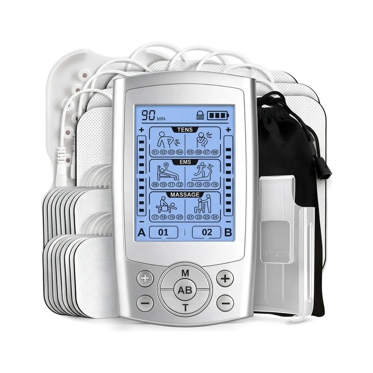 Electro Estimulador 60 Modos Masaje Recargable Silver colorGRIS BLANCO image number null